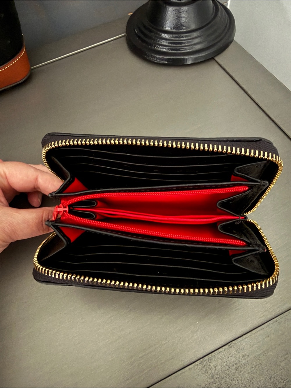 Dooney & Bourke Black Ostrich-Embossed Medium Zip Around Wallet - Picture 3 of 3